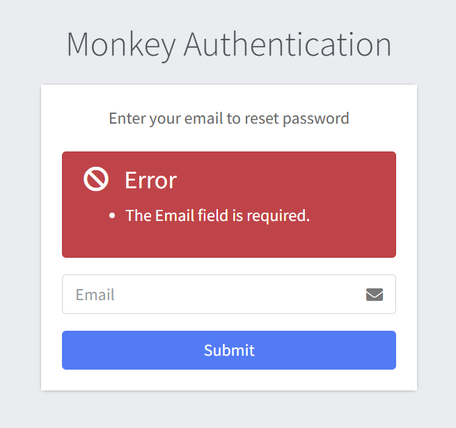 Email required error
