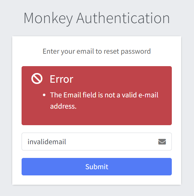 Invalid email error