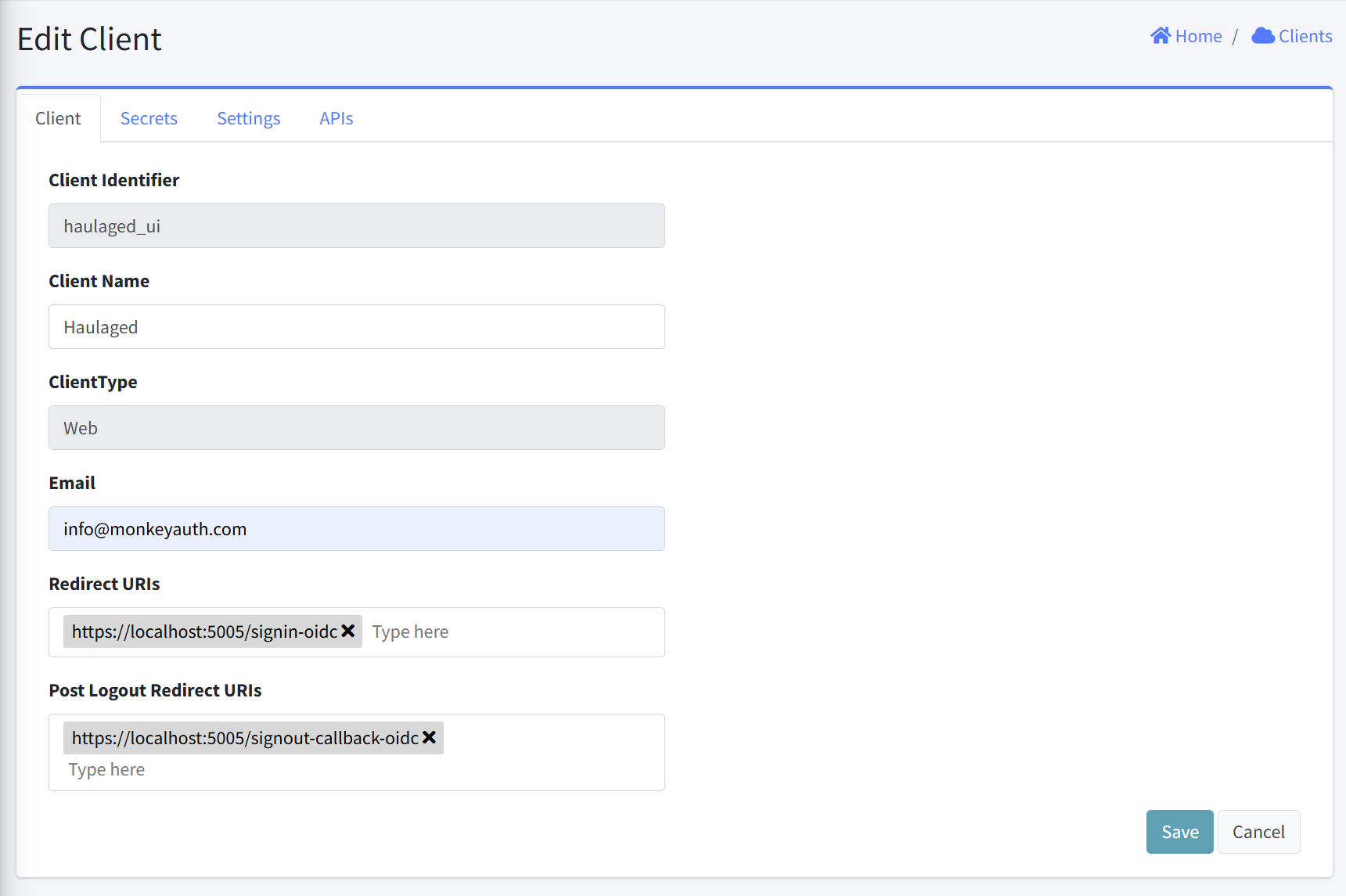 Edit Client