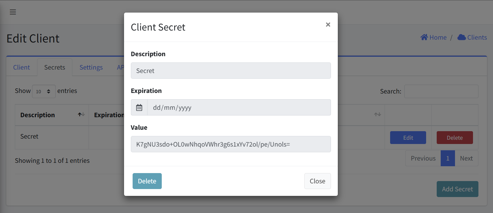 Delete Secret