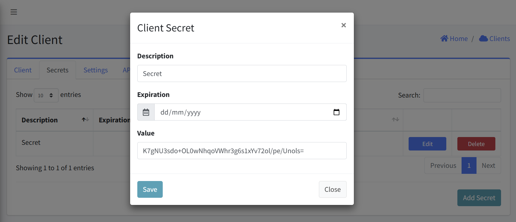 Edit Secret